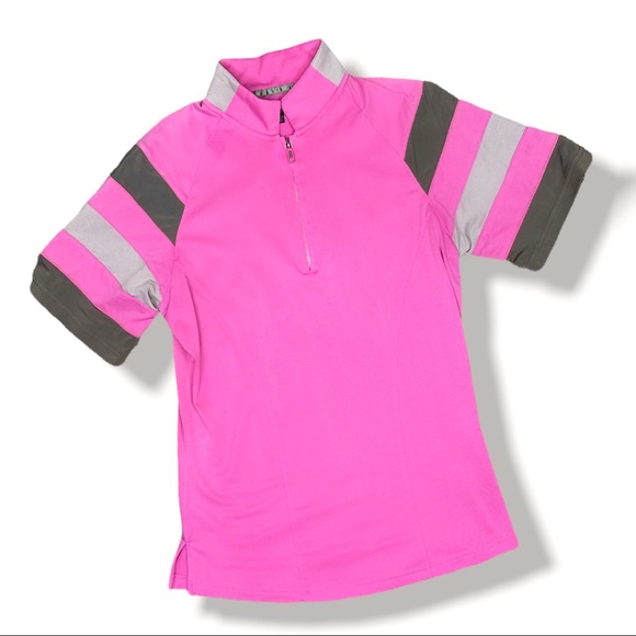 DKNY Golf Jamie Sadock Zip Up Polo with Striped Short Sleeves M - Picture 8 of 11